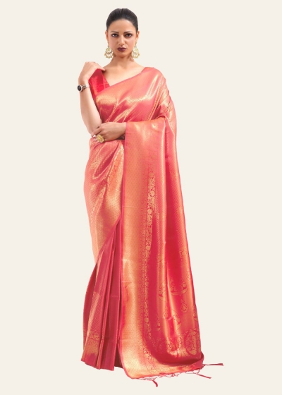 IMPERIAL GOLDEN RED WOVEN KANJIVARAM 188005