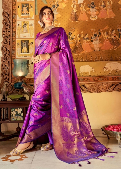 ROYAL GLODEN PURPLE WOVEN KANJIVARAM SILK 104