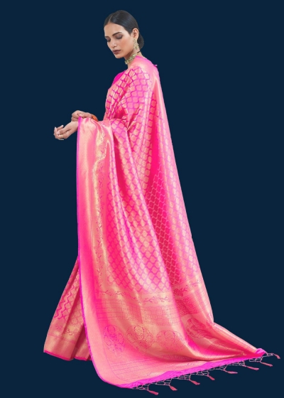 ROYAL STRAWBERRY PINK WOVEN KANJIVARAM SILK 123004A