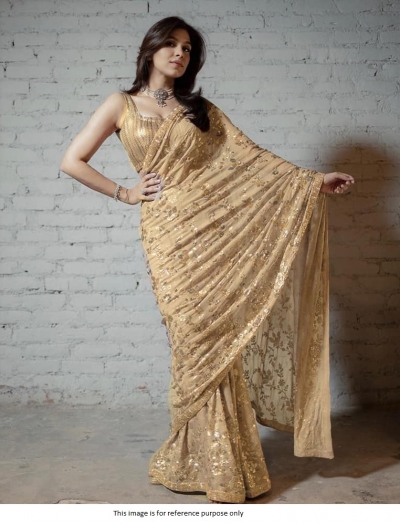 Bollywood Model beige color georgette sequins saree