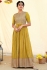 Yellow georgette embroidery work long anarkali gown