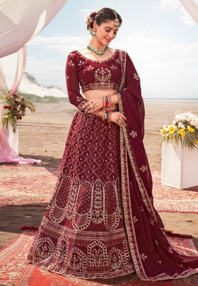 Maroon georgette circular lehenga choli 2203