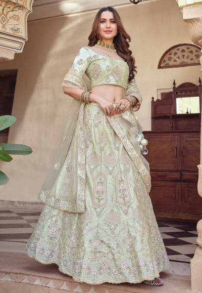 Light green crepe circular lehenga choli 7907