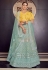 Sea green organza a line lehenga choli 9708