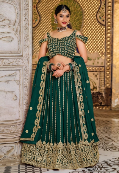 Green georgette circular lehenga choli 2033