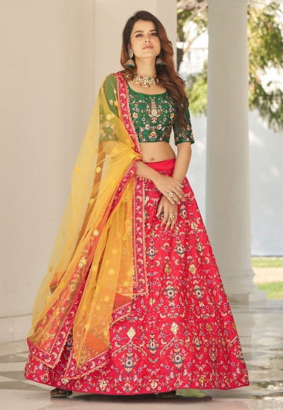 Red silk circular lehenga choli 1992