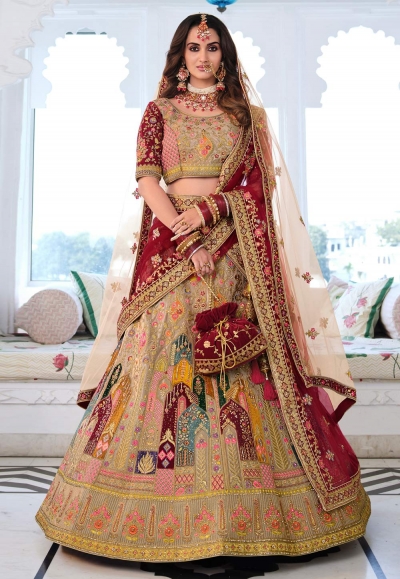 Brown velvet wedding lehenga choli 997