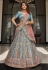 Blue velvet circular lehenga choli 9605