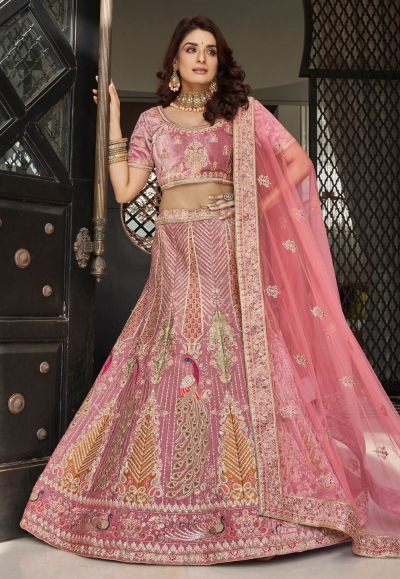 Pink velvet circular lehenga choli 9604