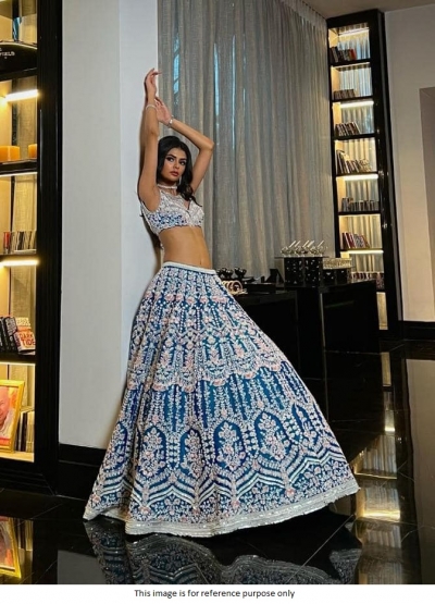 Bollywood Model Blue color silk lehenga choli