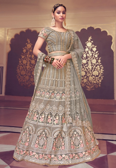 Grey net circular lehenga choli 5193