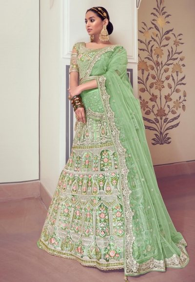 Pista green net circular lehenga choli 5194