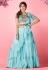 Sky blue chiffon frilled lehenga choli 8002