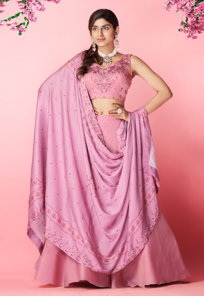 Pink chiffon a line lehenga choli 8004