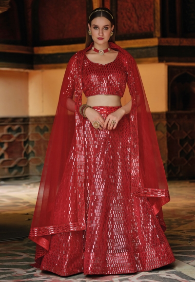 Maroon net a line lehenga choli 2041