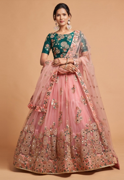 Pink soft net circular lehenga choli 7315