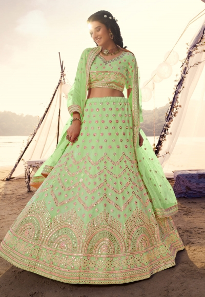 Light green organza circular party wear lehenga choli 5511