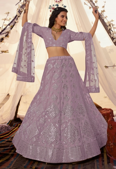 Light purple organza circular party wear lehenga choli 5513