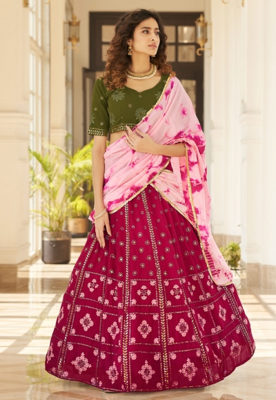 Magenta georgette sequence lehenga choli 1981