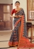 Navy blue chinon saree with blouse 503