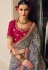 Sky blue chinon saree with blouse 509