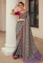 Sky blue chinon saree with blouse 509