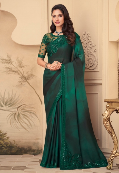 Green silk festival wear saree 26006