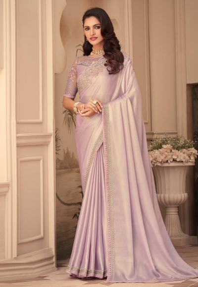 Light purple silk saree with blouse 26009