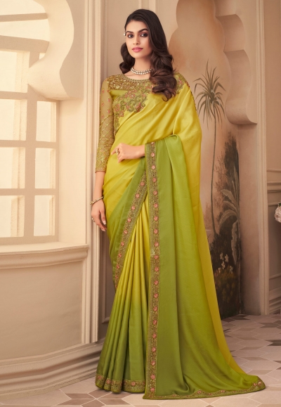 Light green silk festival wear saree 26016