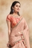 Peach silk georgette designer saree 42004