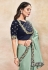 Sea green satin silk plain saree with designer blouse 42005