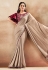 Beige crepe silk plain saree with designer blouse 42009