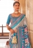 Sky blue patola silk saree with blouse 108D