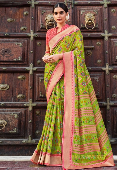 Light green brasso saree with blouse 147484