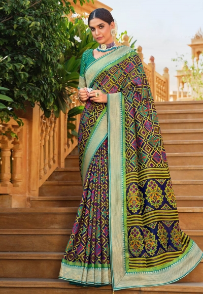 Green brasso saree with blouse 147476