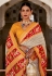 Off white patola silk saree with blouse 359