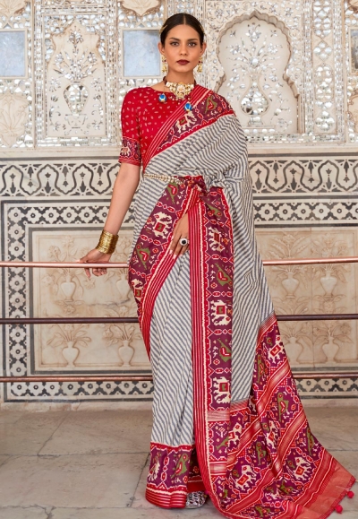 Grey patola silk saree 359A