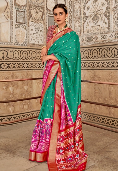 Sea green patola silk saree 357C