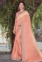 Peach satin silk embroidered saree with blouse 41120