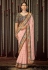 Pink georgette embroidered saree with blouse 19002