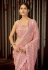 Pink georgette sequence saree with blouse 19004