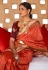 Orange silk printed saree with blouse 380