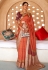 Orange silk printed saree with blouse 380