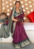 Purple silk printed saree with blouse 386