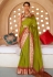 Green silk printed saree with blouse 382