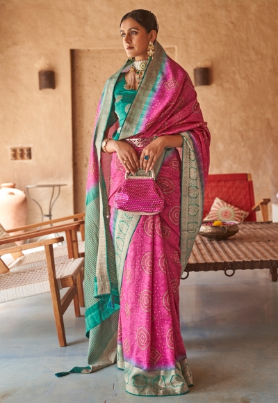 Magenta silk saree with blouse 381