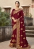 Maroon silk saree with blouse 3446