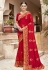 Red silk embroidered saree 3441