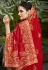 Red silk embroidered saree 3441