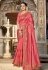 Pink silk saree with blouse 3448